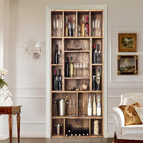3D Retro-Weinregal, Weinschrank Türtapete Selbstklebende Türsticker Poster Wandbilder Kunst Wandaufkleber Fototapete 90 X 210 Cm Pvc Abnehmbare Tür Dekoration Für Wohnzimmer, Schlafzimmer, Bad 0 3D Retro-Weinregal, Weinschrank Türtapete Selbstklebende Türsticker Poster Wandbilder Kunst Wandaufkleber Fototapete 90 X 210 Cm Pvc Abnehmbare Tür Dekoration Für Wohnzimmer, Schlafzimmer, Bad 0 von Generic