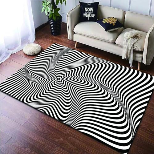 3D Teppich Kinder Jungen Groß Kinderzimmer Gaming Teppich Schlafzimmer Wohnzimmer Kurzflor Krabbelmatte Modern Weich Kinderteppiche Er Abstrakte Geometrische Streifen 200 X 30-334049330919 von Generic