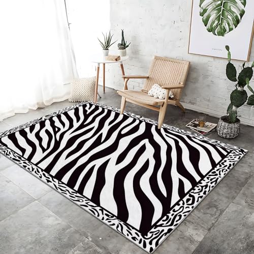 3D Teppich Wohnzimmer Kurzflor Abstrakte Camouflage-Streifen Heimdekoration Innenbereich Teppichboden, Tierische Zebrastreifen Superfeiner Kaschmir rutschfest Teppiche für Schlafzimmer 120 x 180 cm von Generic