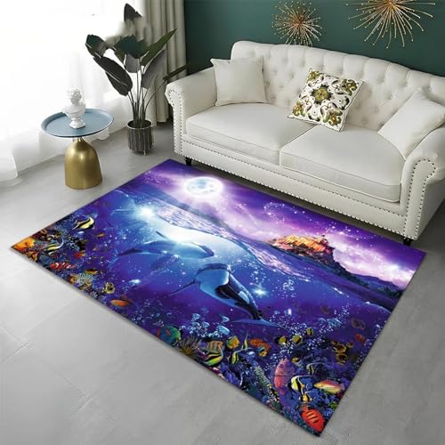 3D Tier Fisch Delphin 180 X 280 cm Kinder Jugendliche Jungen Teppich Schlafzimmer Kinderzimmer Wohnzimmer, Krabbelmatte Modern Weichem Flanell Kinderteppiche -584519298271 von Generic