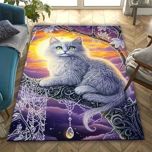 3D- Tier Katze Bedruckter Teppich Familie Wohnzimmer Schlafzimmer Sofa Fußmatte Dekorativer Teppich Kinder rutschfeste Bodenmatte - Anti-Ermüdungs-Teppiche Für Den Innenbereich – Pflegeleich -345R798 von Generic