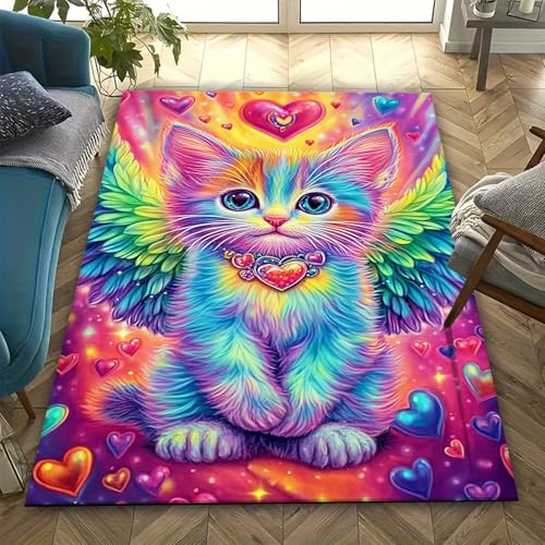 3D- Tier Katze Bedruckter Teppich Familie Wohnzimmer Schlafzimmer Sofa Fußmatte Dekorativer Teppich Kinder rutschfeste Bodenmatte - Anti-Ermüdungs-Teppiche Für Den Innenbereich – Pflegeleich -975G178 von Generic