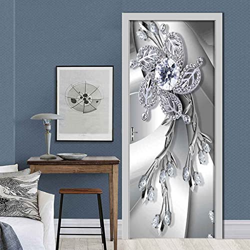 3D Türaufkleber 77 X 200 Cm Türtapete Selbstklebend Türposter - Diamantschmuck Blume Fototapete Türfolie Poster Tapete Meer Aufkleber Diy Selbstklebende Wandbild Pvc Wasserdichte Tapete von Generic