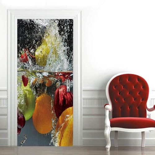 3D Türaufkleber Obst Und Gemüse 95 X 210 Cm Selbstklebende Wandbild Familie Dekoration Kunst Aufkleber Schlafzimmer Bad Abnehmbare Poster Türaufkleber - Kinderzimmer Wohnzimmer Küche Schlafzi -1C4U8Z6 von Generic