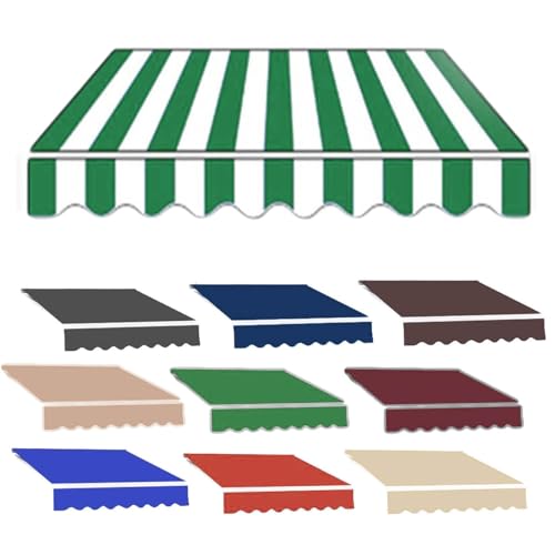 3X2.5M 3X1.5M 4X2M Markisenbespannung Wasserdicht Markisen Ersatzstoff Sonnenschutz Markiesenstoff Wechseln für Hof, Deck, Balkon(Green White,13x9ft/4x2.7m) von Generic