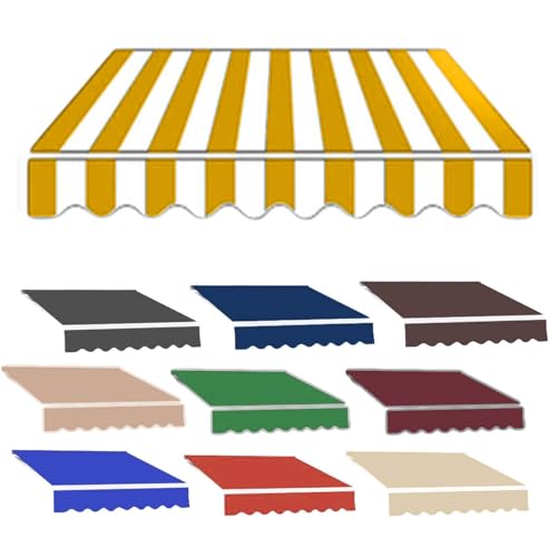 3X2.5M 3X1.5M 4X2M Markisenbespannung Wasserdicht Markisen Ersatzstoff Sonnenschutz Markiesenstoff Wechseln für Hof, Deck, Balkon(Orange White,9.8x5ft/3x1.5m) von Generic