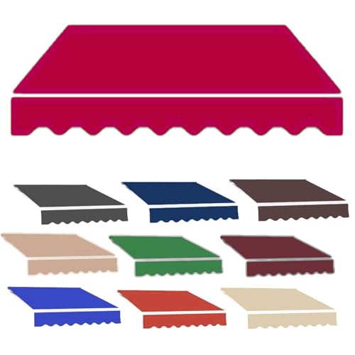 3X2.5M 3X1.5M 4X2M Markisenbespannung Wasserdicht Markisen Ersatzstoff Sonnenschutz Markiesenstoff Wechseln für Hof, Deck, Balkon(Red,15x11ft/4.6x3.4m) von Generic