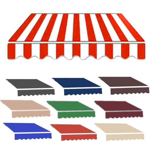 3X2.5M 3X1.5M 4X2M Markisenbespannung Wasserdicht Markisen Ersatzstoff Sonnenschutz Markiesenstoff Wechseln für Hof, Deck, Balkon(Red White,22.9x4.9ft/7x1.5m) von Generic