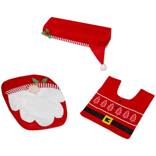 3er Set WC Tankbezug Rot Weihnachtsdeko Toilettendeckel Sitzdeckel Badematte für WC 3er Set WC Tankbezug Rot Weihnachtsdeko Toilettendeckel Sitzdeckel Badematte für WC von Generic