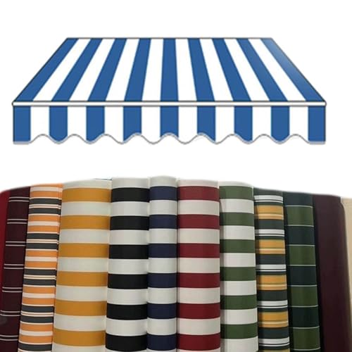 3x2.5m/3x2m Markisen Ersatzstoff Markisenbespannung für Hof, Deck, Balkon Wasserdicht Markiesenstoff aus Polyester mit PU-Beschichtung(Blue White,16x4.9ft/5x1.5m) von Generic