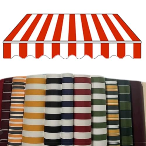 3x2.5m/3x2m Markisen Ersatzstoff Markisenbespannung für Hof, Deck, Balkon Wasserdicht Markiesenstoff aus Polyester mit PU-Beschichtung(Red White,12x8ft/3.6x2.5m) von Generic