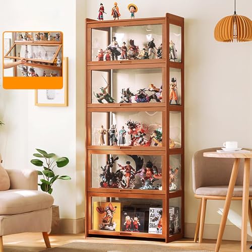 4/5 Schicht Acryl Vitrine, Vitrine Klare Acryl Display Stand Kuriositäten Schränke Mit Türen Stark Tragend Multifunktional Staubdicht Reinigen, Brown, 70 * 34 * 172cm von Generic