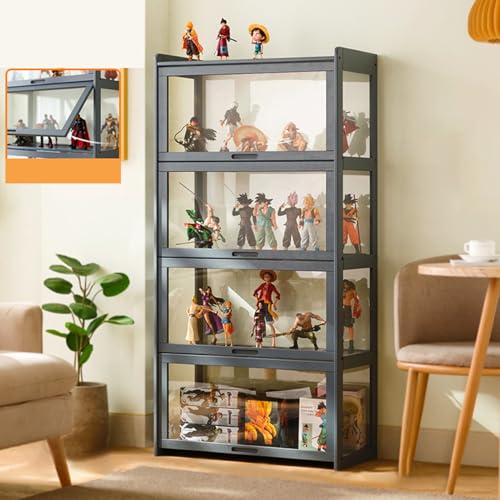4/5 Schicht Acryl Vitrine, Vitrine Klare Acryl Display Stand Kuriositäten Schränke Mit Türen Stark Tragend Multifunktional Staubdicht Reinigen, Gray, 70 * 34 * 140cm von Generic