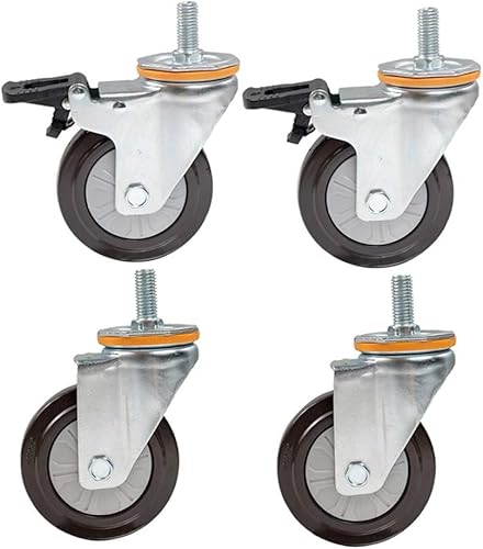 4 Hochleistungsrollen M14 M16 Gewindestiel Gummi Silent Universal Swivel 400kg Trolley Industrial Tsport Rad Mit Bremse Für Esszimmer Auto Mechanische Möbel, Silver, Black, Grey, 4 inch M14 4 Hochleistungsrollen M14 M16 Gewindestiel Gummi Silent Universal Swivel 400kg Trolley Industrial Tsport Rad Mit Bremse Für Esszimmer Auto Mechanische Möbel, Silver, Black, Grey, 4 inch M14 von Generic