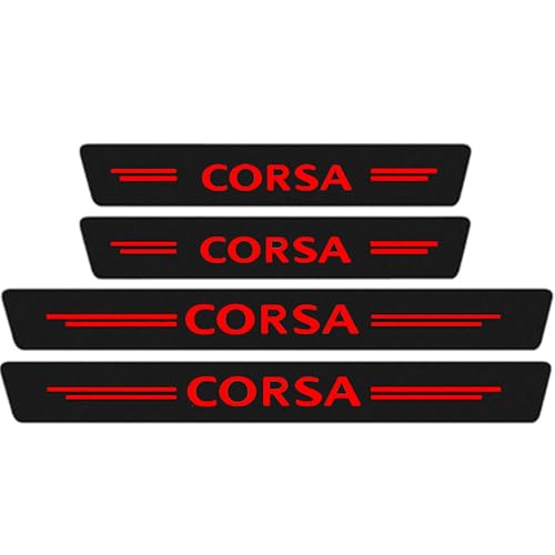4 Stück Auto Kohlefaser Türschweller Aufkleber für Opel Corsa D A B C E F OPC Accessories 2021 2020 2019 2018 2017, Auto Schwellerblenden Kohlefaser Türschweller Zubehör,Red von Generic