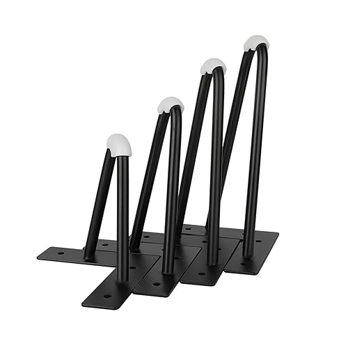 4 Stück Haarnadelbeine, 2 Stangen Moderne Möbelbeine Metallschrankbeine Schrankstützbeine Couchtisch Beine Projekte für Sofa Schrank Nachttisch (12cm (4,7 Zoll), Schwarz) von Generic