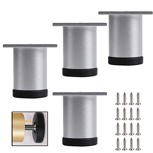 4 Stück Metallmöbelbeine, höhenverstellbare Stützfüße, Aluminium-Tischbeine, für Schreibtische Schrankbeine TV-Schrank, verschleißfest und rutschfest, Silber, 10 cm / 4 Zoll von Generic