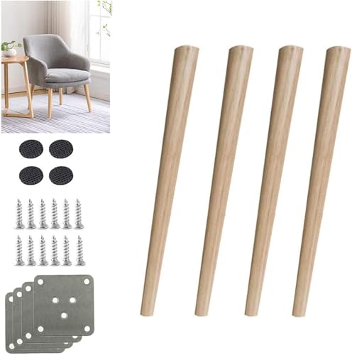 4 Stück Möbelbeine Aus Massivholz, Schrankfüße Aus Eiche, Schreibtischbeine, Ersatz-esstischfüße, Stuhlbein, Standfüße, Für Sofa Lounge Sofa, Schräger Kegel, Mit Zubehör, White, 80cm/31.5in 4 Stück Möbelbeine Aus Massivholz, Schrankfüße Aus Eiche, Schreibtischbeine, Ersatz-esstischfüße, Stuhlbein, Standfüße, Für Sofa Lounge Sofa, Schräger Kegel, Mit Zubehör, White, 80cm/31.5in von Generic