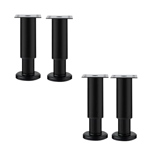 4 Stück Verstellbare Schrankbeine, Teleskop-Stützfüße, Bettbeine, Schwarze Metallmöbelbeine, Ersatz-Sofabeine, Für Schreibtisch-Schrankrahmen-Ersatzteile/180Mm (7.09In) von Generic
