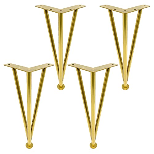4 Stück verstellbare Möbelbeine, Tischbeine aus Metall für den Außenbereich, Couchtisch, Sofa, Esstisch und Schrank, Schreibtischbeine, austauschbare DIY-Möbelfüße, Gold-15 cm/5,9 Zoll von Generic