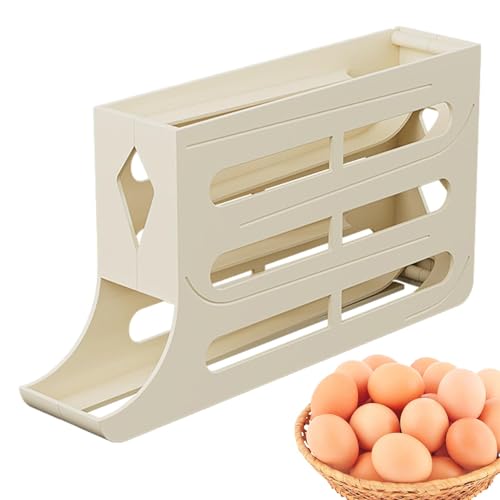 Generic 4 Stufiger Eierhalter für Kühlschrank, Automatischer Rollender Eier Spender, Platzsparender Eier Ablage Organizer, Eier Aufbewahrungs Behälter, für Kühlschrank & Küchengeräte (Beige), XV1LGIMXQNT5RIRQL von Generic