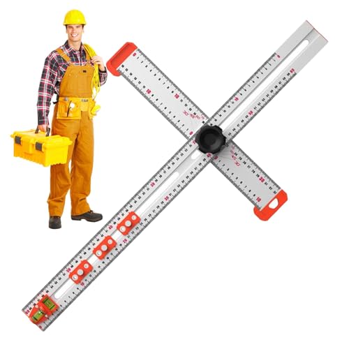 4-in-1 Bohrer Positionierungslineal | T Quadrat Lineal Bohrpositionierungslineal | T Quadrat Lineal 60 Cm Hochpräzises Winkellineal | Verstellbarer Winkel Gleitendes T Quadrat Messlineal von Generic