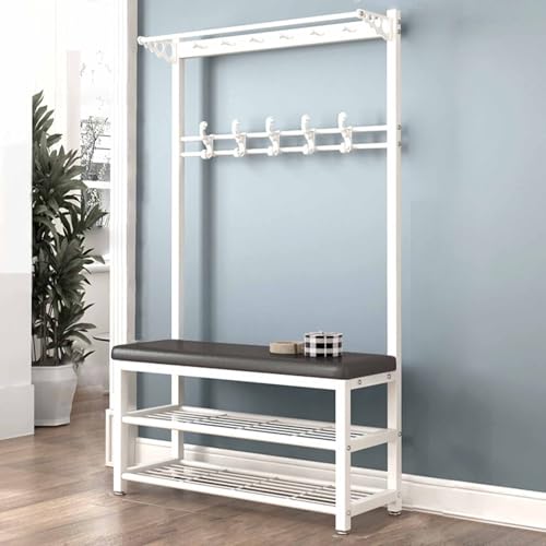 4-in-1 Metall Coat Rack mit Schuhbank & 11 Haken – Platz sparender Einstieg in den Hall Tree mit 2 Schuhen zur Aufbewahrung von Mänteln, Taschen und Hats – Stylische & funktionale Aufbewahrungslösung 4-in-1 Metall Coat Rack mit Schuhbank & 11 Haken – Platz sparender Einstieg in den Hall Tree mit 2 Schuhen zur Aufbewahrung von Mänteln, Taschen und Hats – Stylische & funktionale Aufbewahrungslösung von Generic