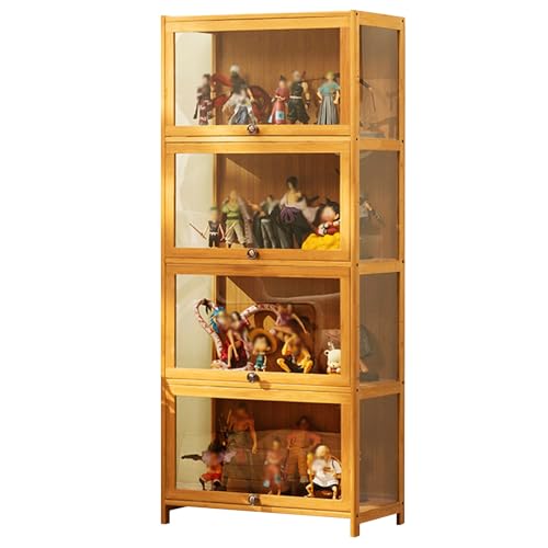 4-stöckiger Display Cabinet, Vitrine mit Acrylglastüren, Große Lagerkapazität, for Spielzimmer, Schlafzimmer(Natural,60cm/24in) von Generic