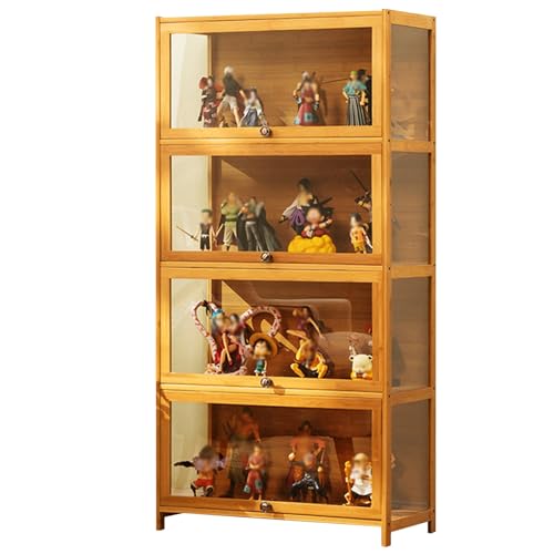 4-stöckiger Display Cabinet, Vitrine mit Acrylglastüren, Große Lagerkapazität, for Spielzimmer, Schlafzimmer(Natural,70cm/27.5in) von Generic