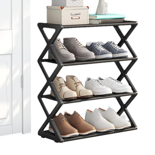 4-stufiges Schuhregal | Schuhregal klein | Schuhregal-Organizer aus Edelstahl | Freistehendes, leichtes Schuhregal | Platzsparendes Schuhregal für den Schrank, den Eingangsbereich, das Schlafzimmer von Generic