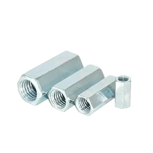 40 Stück M6 M8 M5 Sechskant-Langmuttern Kupplungsanschluss Gewindestange Kohlenstoffstahl verzinkt Sechskantstummel L = 16 mm 20 mm 25 mm(M6x10x15) von Generic