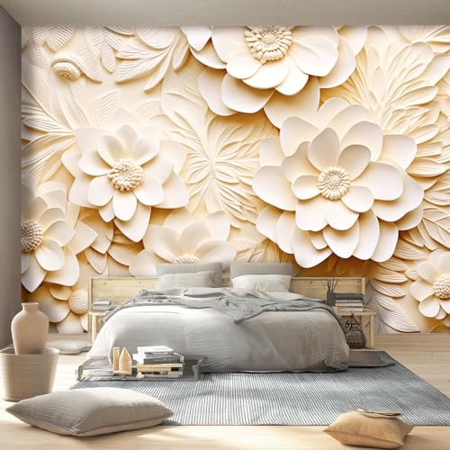400 x 280 cm Fototapete 3D Blumen Textur Pflanzen Creme Vlies Tapete für Wandtapete Wohnzimmer Schlafzimmer Kinderzimmer Wand Dekoration Wandbild UV-Beständig 400 x 280 cm Fototapete 3D Blumen Textur Pflanzen Creme Vlies Tapete für Wandtapete Wohnzimmer Schlafzimmer Kinderzimmer Wand Dekoration Wandbild UV-Beständig von Generic