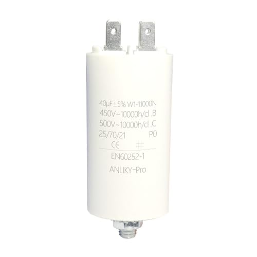 40µF 450V AMP Kondensator Motor Kondensator Anlaufkondensator, CBB60 Stecker Arbeitskondensator M8 mit Mutter Dichtung (40.0 µF) von Generic