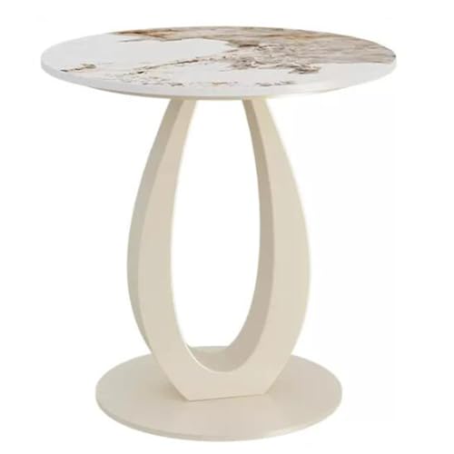 45/50cm Durchmesser runder Marmorplatte Couch Beistelltisch mit Kohlenstoffstahlgestell Beine Marmoroptik Wohnzimmer minimalistisches Design Weißer Nachttisch (Größe: 45X55CM, Farbe: A) von Generic
