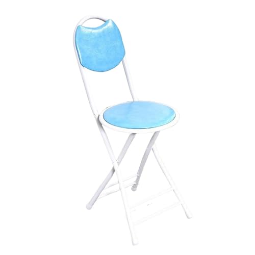 45,7 cm faltbarer Esszimmerstuhl, zusammenklappbarer Hocker mit Leder gepolstert, Heimsessel, Trainingsstuhl, tragbare Theke, Barhocker, Küchenstühle, Gästestühle (blau) von Generic