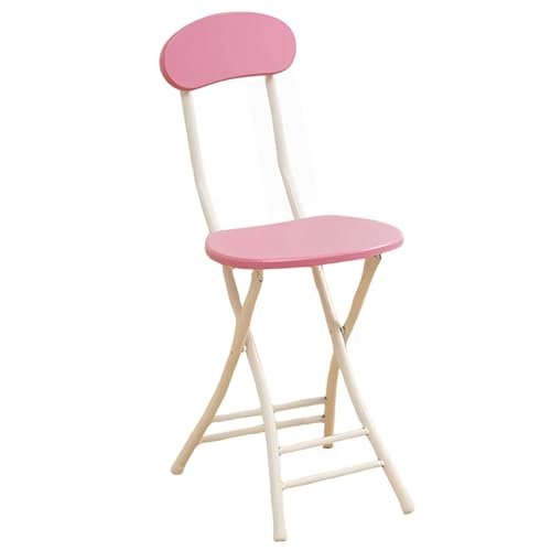 45 cm Folding Barhocker mit Rückenlehne und Fußstütze, Heavy Duty Portable Faltbar Stuhl für Küche Cafe, Kapazität 100 kg (Color : Pink, Size : 45cm/18in) von Generic