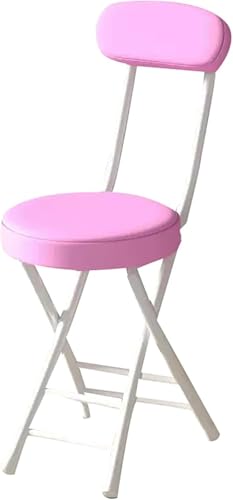 45cm/18 Tragbarer Klapphocker, Klappbarer Frühstücks-barhocker Für Die Küche, Gepolsterter Metallstuhl Mit Rückenlehne Und Fußstütze, Pink, One Size von Generic
