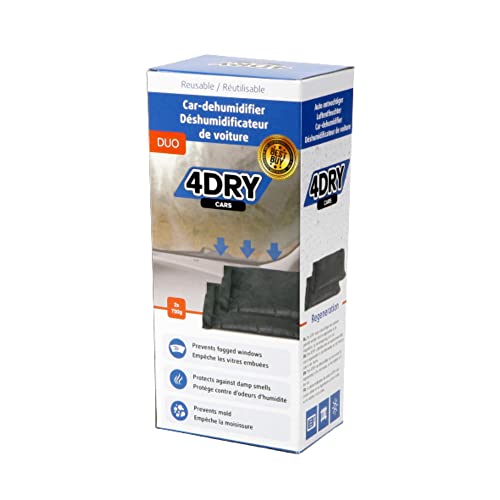 4DRY Duo Entfeuchter 2 x 750 Gramm - Feuchtigkeitskissen - Trockenkissen für Auto - Auto Entfeuchter - Wiederverwendbar 1 Stück von Generic