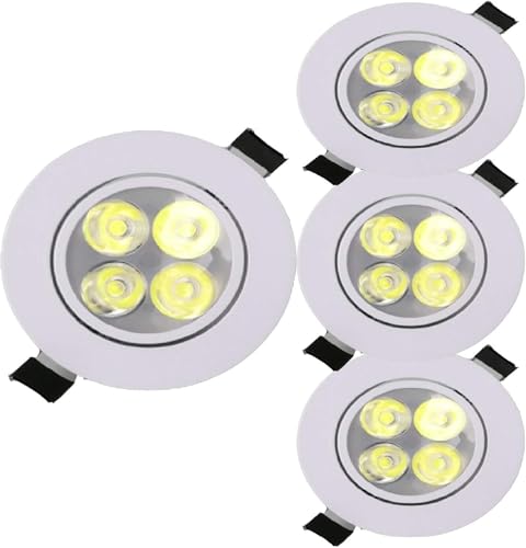 4er-Pack Einbaustrahler 3 Farbschalen 85~265 V Druckguss-downlights 30 ° Einstellbares Highlight 3 Beleuchtungsfarben Dimmbare Led-deckenleuchten, 3-White, Black shell-7W von Generic