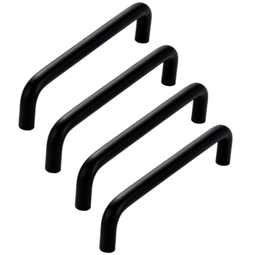 4er-Pack goldfarbene/schwarze Küchenschrankgriffe, Schrankgriffe aus Aluminiumlegierung for Schränke, Kleiderschränke, Badezimmer(Schwarz,96mm Hole spacing) von Generic