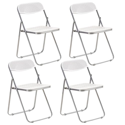 4er-Set Klappstühle Metallrahmen mit Kunststoff-Rückenlehne Gartenstühle für den Außenbereich Büro- und Campinggebrauch 150 kg Gewichtskapazität Weiß Tragbare Sitzgelegenheit 4er-Set Klappstühle Metallrahmen mit Kunststoff-Rückenlehne Gartenstühle für den Außenbereich Büro- und Campinggebrauch 150 kg Gewichtskapazität Weiß Tragbare Sitzgelegenheit von Generic