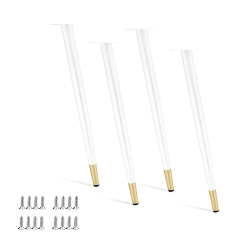 4er Set Modern Weiß Gold Möbelfüße Set Verstellbare 72cm Ersatz Füße für Tischstuhl Sofa Kommode Bett Schreibtisch Stilvolle Metallbeine für Heimdekoration von Generic