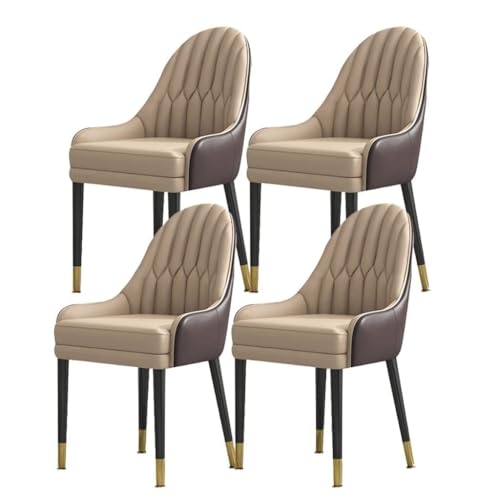 4er-Set Moderne Esszimmerstühle aus PU-Leder mit hoher Rückenlehne Stilvolle Beine aus ivholz für Wohnzimmer und Küche von Generic