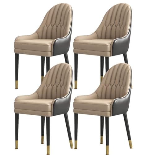 4er-Set Moderne Esszimmerstühle aus PU-Leder mit hoher Rückenlehne Stilvolle Beine aus ivholz für Wohnzimmer und Küche von Generic