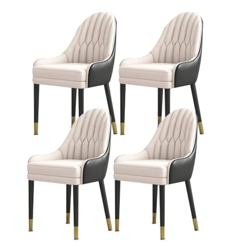 4er-Set Moderne Esszimmerstühle aus PU-Leder mit hoher Rückenlehne Stilvolle Beine aus ivholz für Wohnzimmer und Küche von Generic