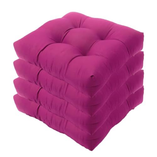 4er Set Stuhlkissen mit Bändern,Bequemes Sitzkissen Gartens Sitzpolster Indoor & Outdoor für Esszimmer Wohnzimmer Studierzimmer(Dark Purple) von Generic
