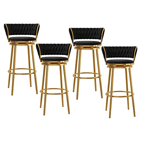 4er Set moderne 25,6 in Tonhöhe Barhocker mit 360° drehbarem Gold Metall verchromte Basis Polsterstühle schwarz 4er Set moderne 25,6 in Tonhöhe Barhocker mit 360° drehbarem Gold Metall verchromte Basis Polsterstühle schwarz von Generic