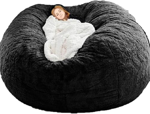 5/6/7ft Riesen Sitzsack Stühle Für Erwachsene Kuschelstühle Für Wohnzimmer Sitzsack Stühle Sofa (füllung Nicht Enthalten), Black, 7ft von Generic