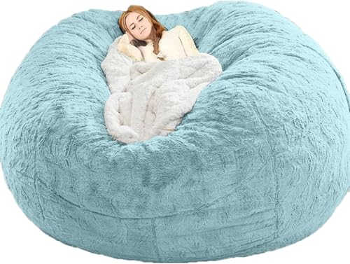 5/6/7ft Riesen Sitzsack Stühle Für Erwachsene Kuschelstühle Für Wohnzimmer Sitzsack Stühle Sofa (füllung Nicht Enthalten), Blue, 7ft von Generic