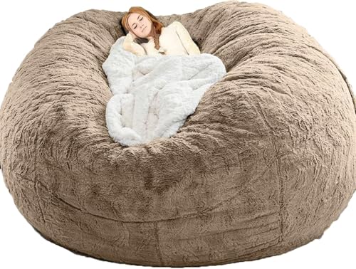 5/6/7ft Riesen Sitzsack Stühle Für Erwachsene Kuschelstühle Für Wohnzimmer Sitzsack Stühle Sofa (füllung Nicht Enthalten), Brown, 7ft von Generic